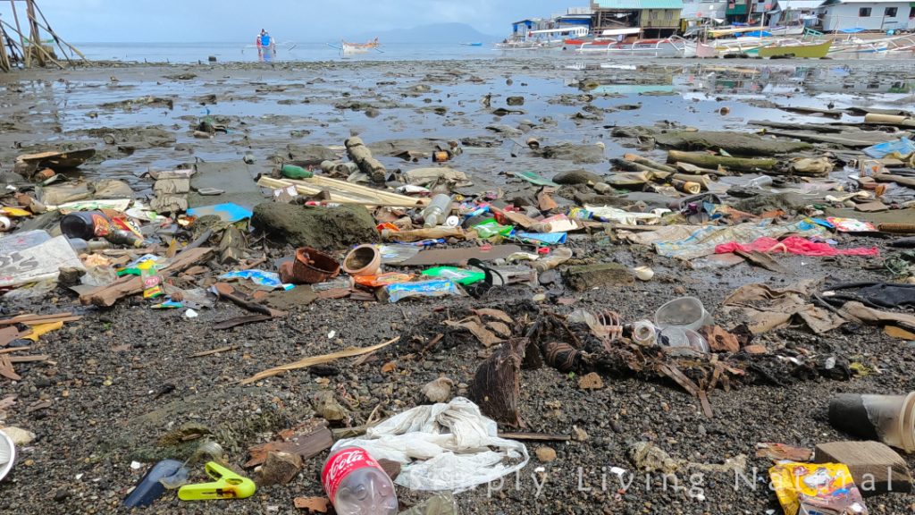 Heavily polluted beach