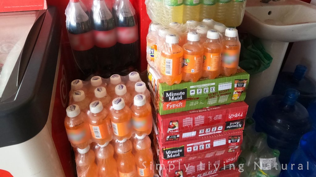 Soft drinks in tiny plastic bottles