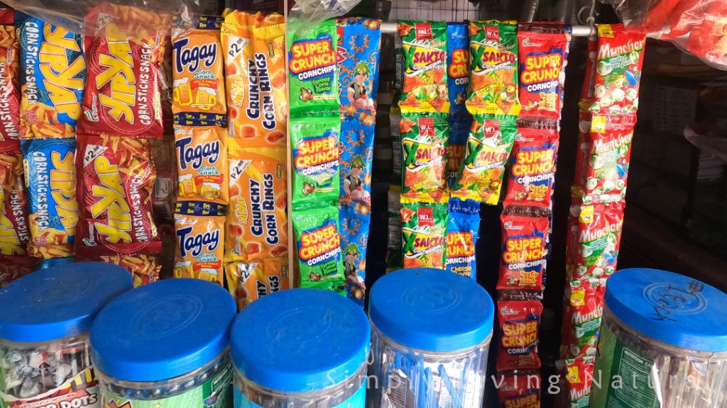 Snacks wrapped in plastic