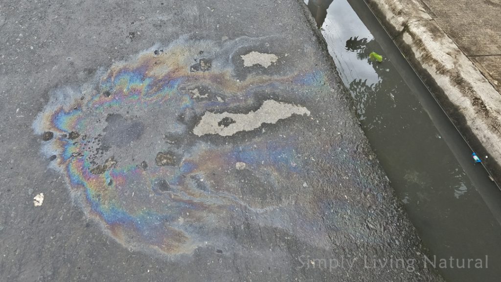 Road with oil spill