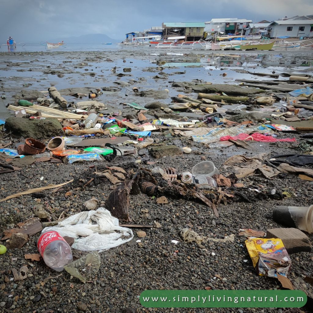 Heavily polluted beach